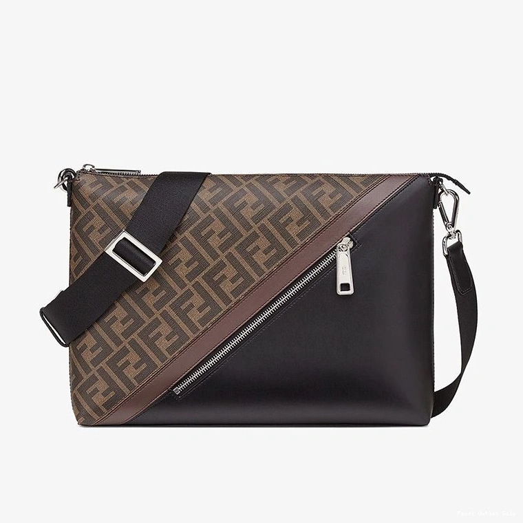 Brown In Slim Bag FF Motif Messenger Fendi Fabric 0708